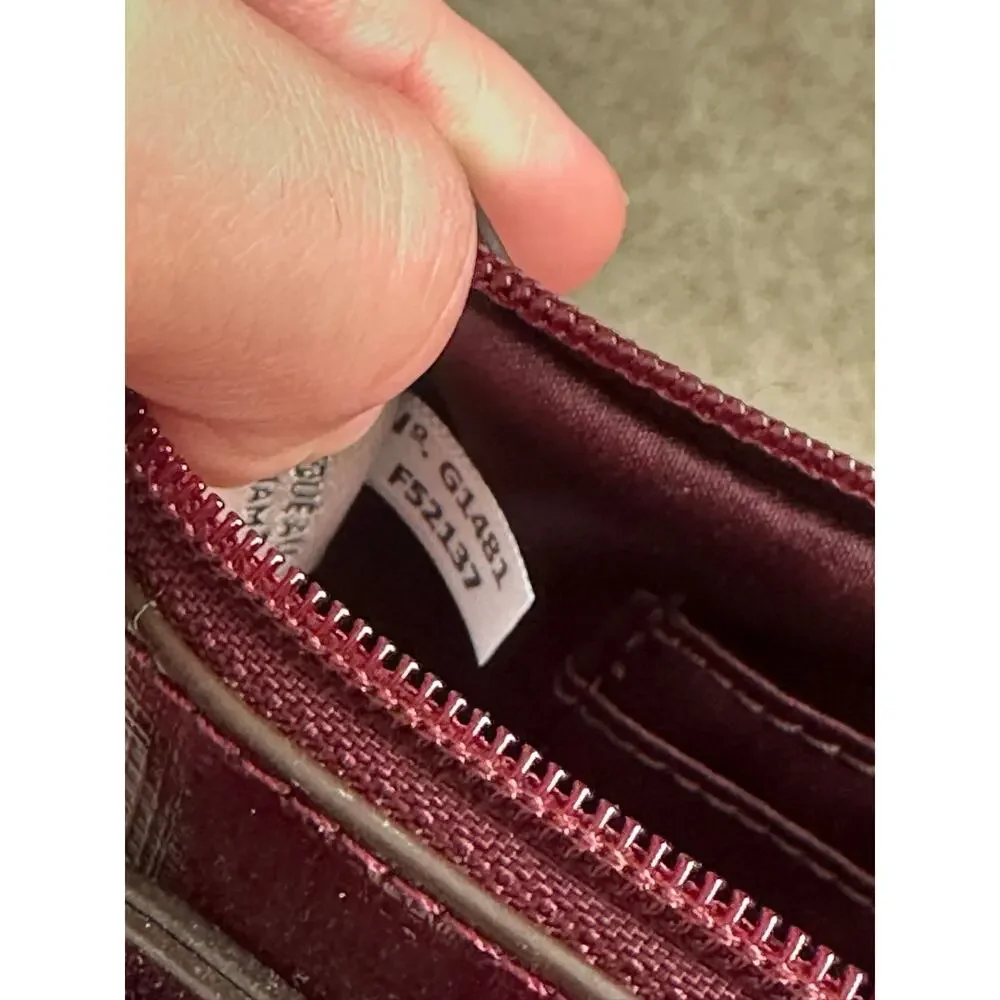 Coach Wristlet Patent Leather F52137 Maroon Burgundy Bow Small Handbag Sherry